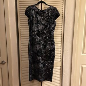 Dress the Population Geometric Sequin Dress